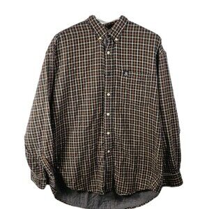 Chaps Performance Men's Large Plaid Flannel Button Up Long Sleeve Shirt